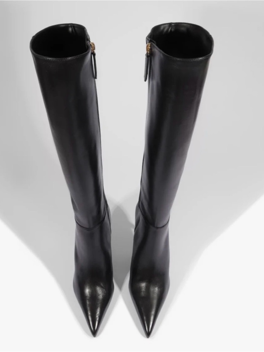 Schutz Mikki Up Casual Black Leather Knee High Tall Stiletto Boots Size 8.5 $298 - Picture 5 of 10